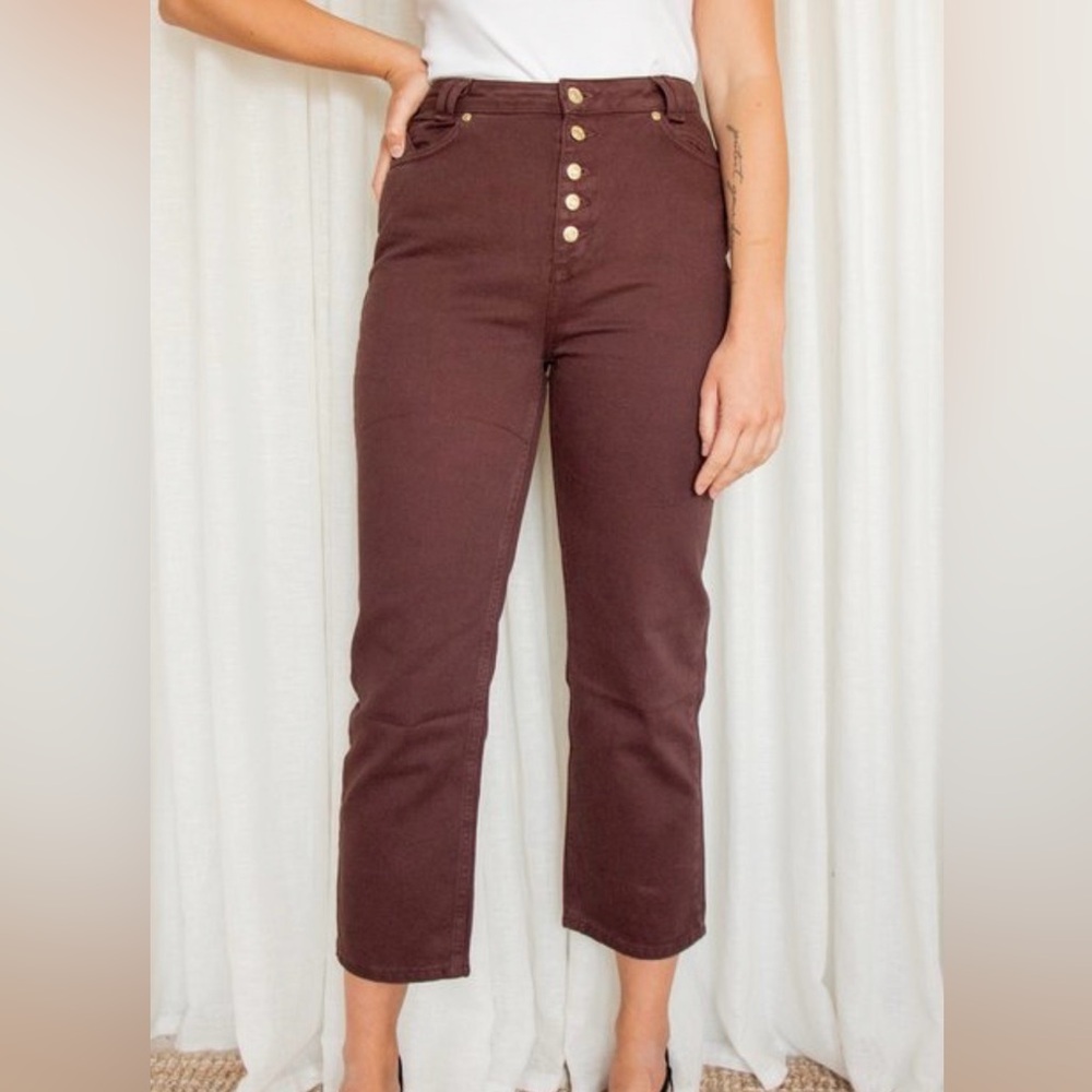 House of Sunny 35MM‎ high-waisted jeans in mahogany size 2
